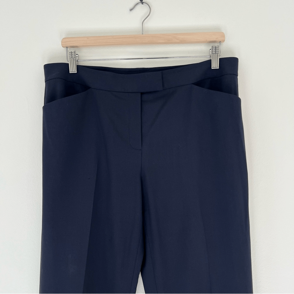 Lafayette 148 New York Irving Trousers Wool Dress Pants in Navy Blue Size 10