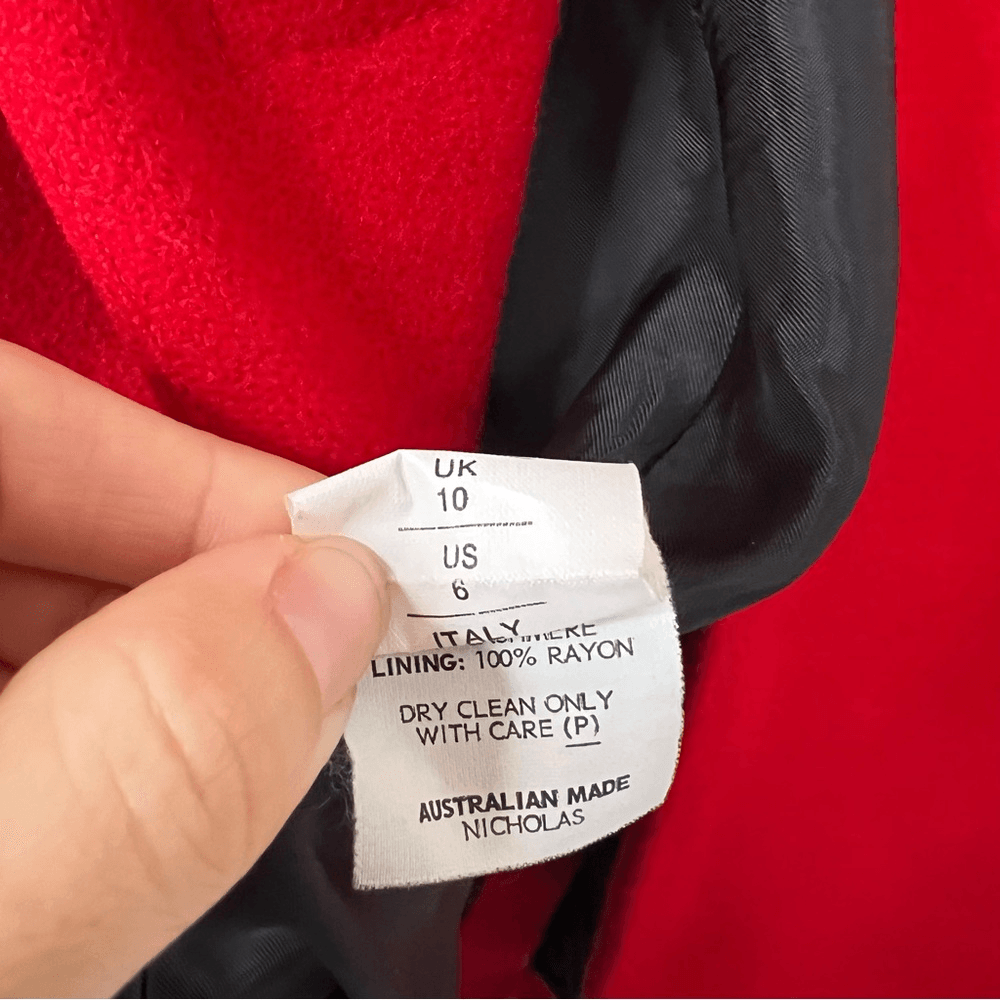 NICHOLAS Red Wool Cashmere Coat Size 6