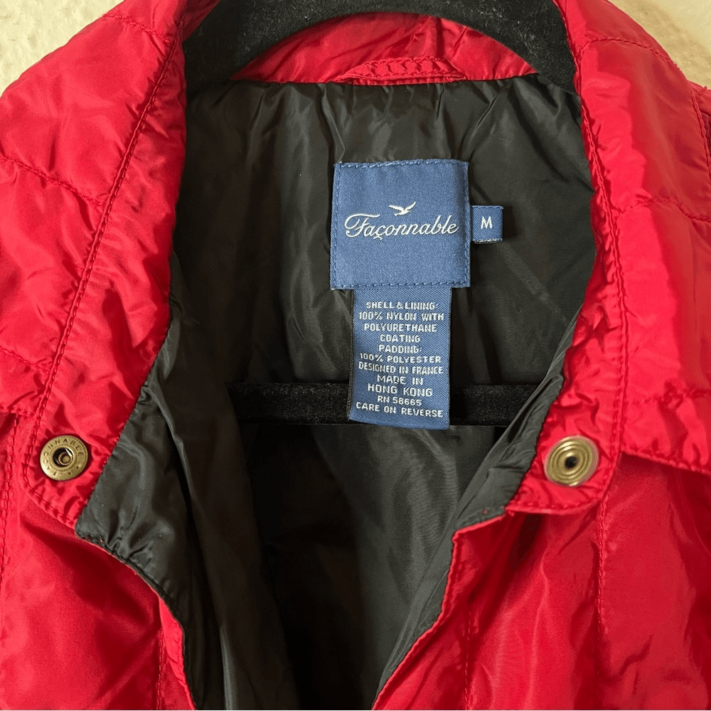 Faconnable Lightweight Quilted Jacket in Red Size Medium