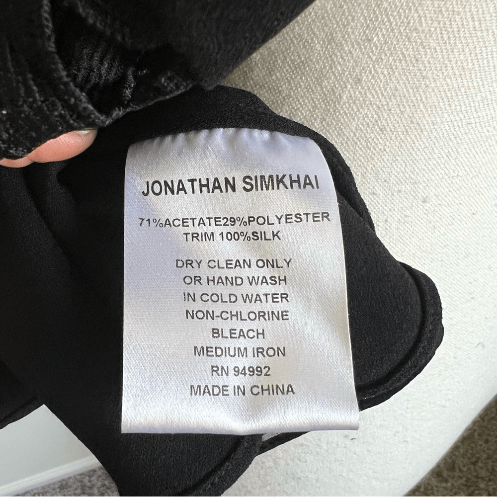 Jonathan Simkhai Lace Up Crepe Peplum Top in Black Size 2 Silk Trim