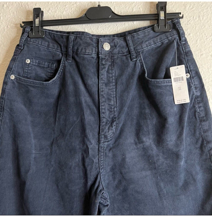 Anthropologie Pilcro The Annie Wide-Leg Corduroy Jeans NEW Size 31 Navy