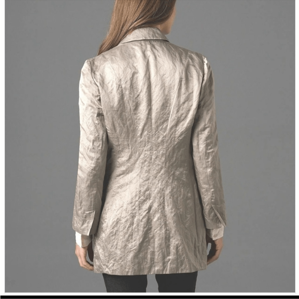 Eileen Fisher Steel Satin Long Blazer Jacket Size Large