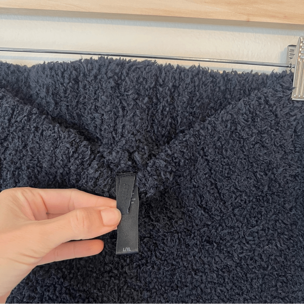 SKIMS Cozy Knit Fuzzy Teddy Sherpa Pants in Black Wide Leg Stretch Lounge