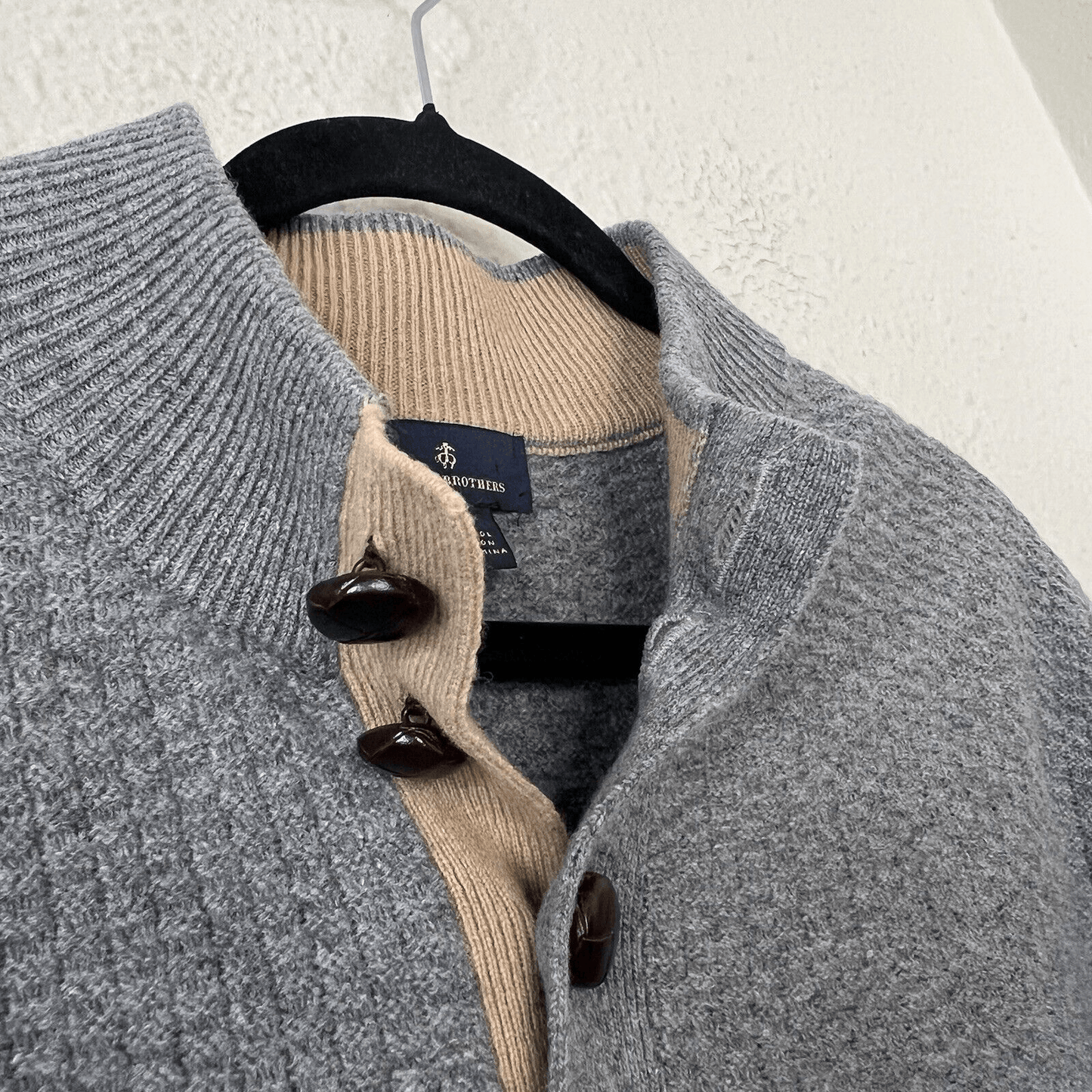 Brooks Brothers Gray Lambswool  Shawl Collar Sweater Men’s Size Large