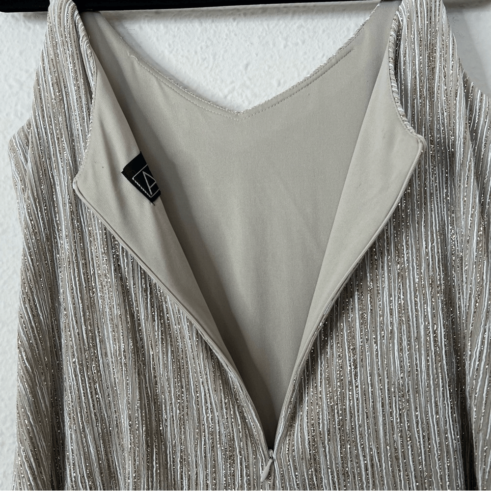 Alex Evenings Gold Metallic Maxi Dress Size 14