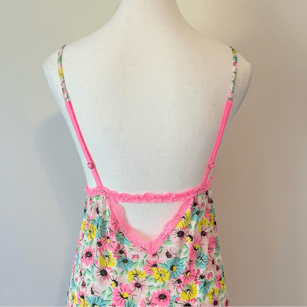 Victoria's Secret Y2K Lace Floral Babydoll Slip Dress Pink Size Medium