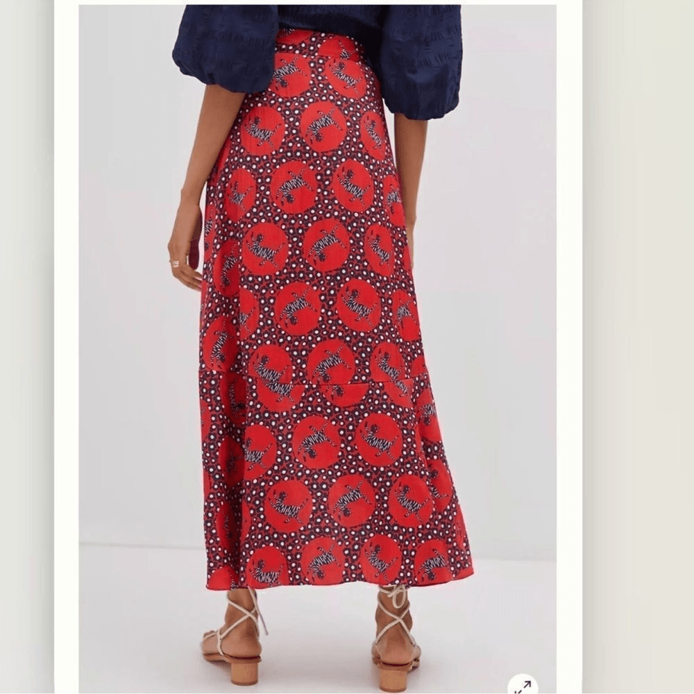 Anthropologie Liv Lee Ruffled Wrap Maxi Skirt NEW Size Small