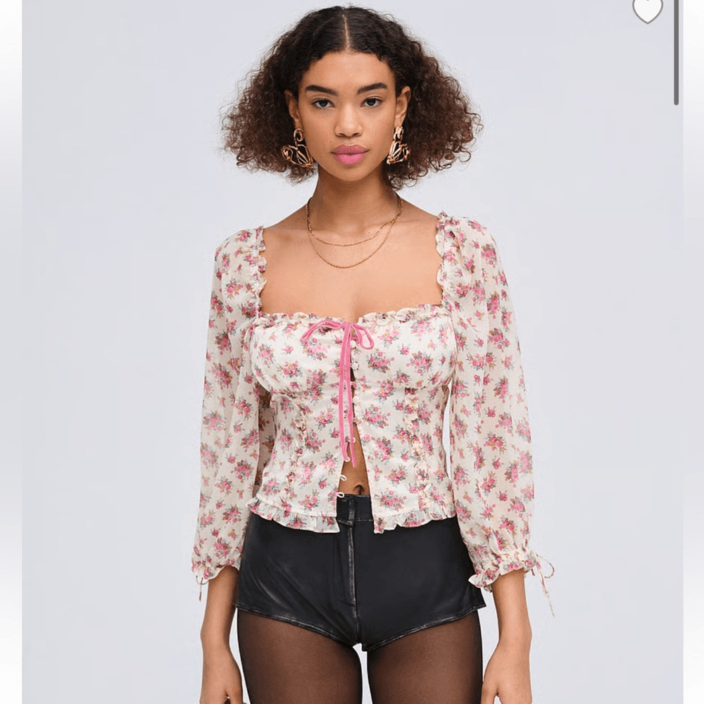 For Love & Lemons Etienne Floral Top Size Large