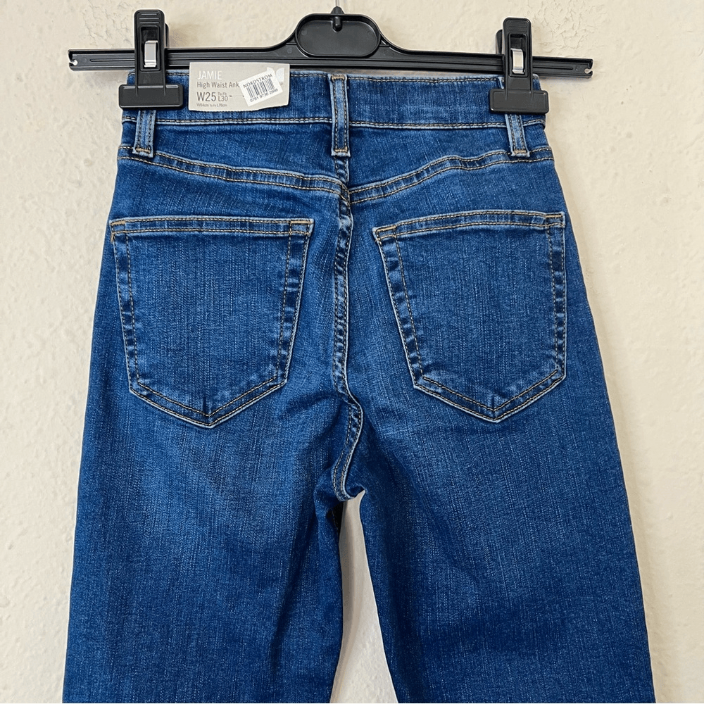 Topshop Moto Jamie High Waist Ankle Grazer Medium Wash Skinny Jeans NEW Size 25