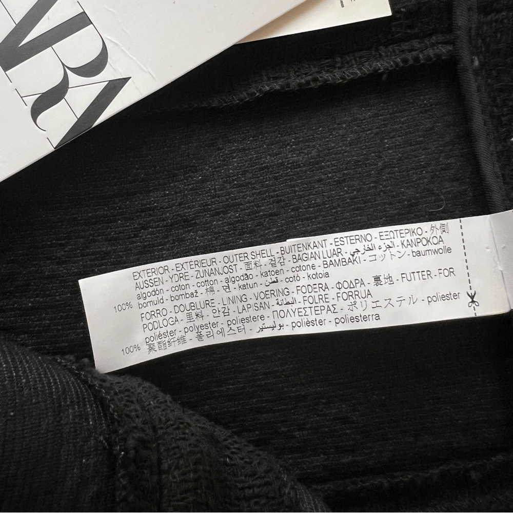 ZARA Textured Tweed Midi Skirt with Slit Gold Buttons NEW Size XL