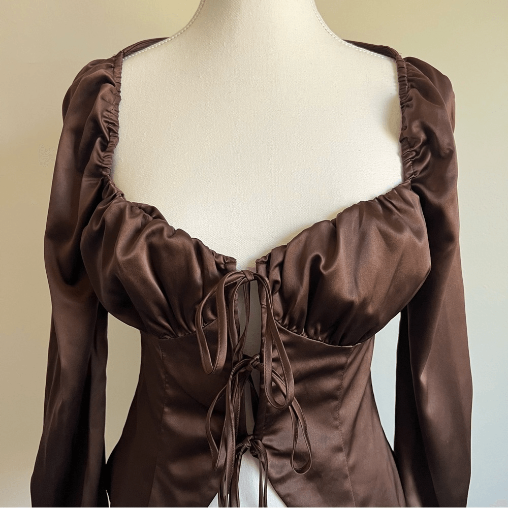 REVOLVE Majorelle Waldorf Top Chocolate Brown Size Small