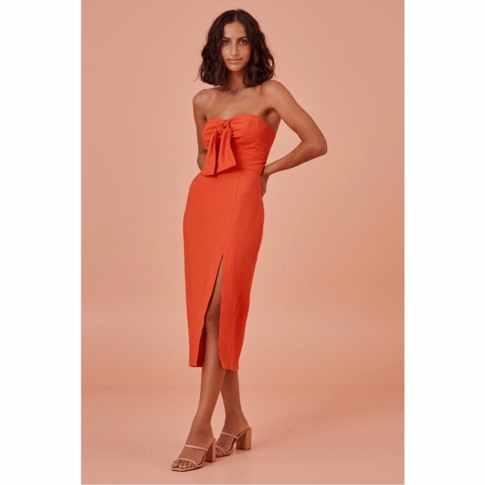 Finders Keepers Chiquita Strapless Midi Dress NEW Size XS Orange