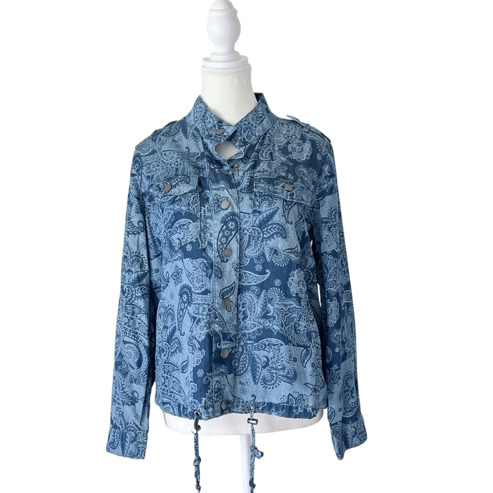 Chico’s Paisley Chambray Utility Jacket Size Small