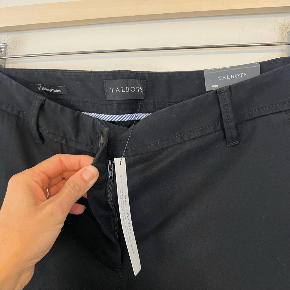 TALBOTS Relaxed Black Chino Pants NEW Size 4 Ankle Length