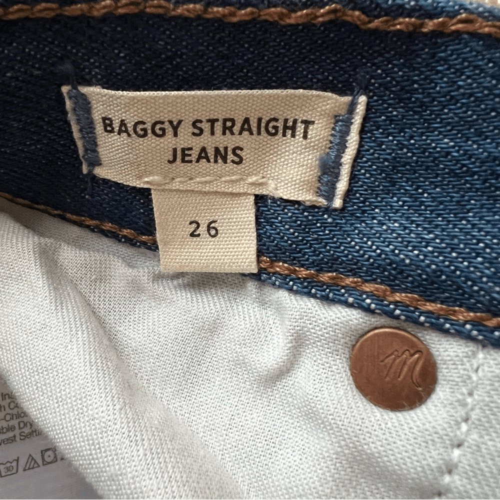 Madewell Baggy Straight Jeans in Dark Worn Indigo Wash size 26