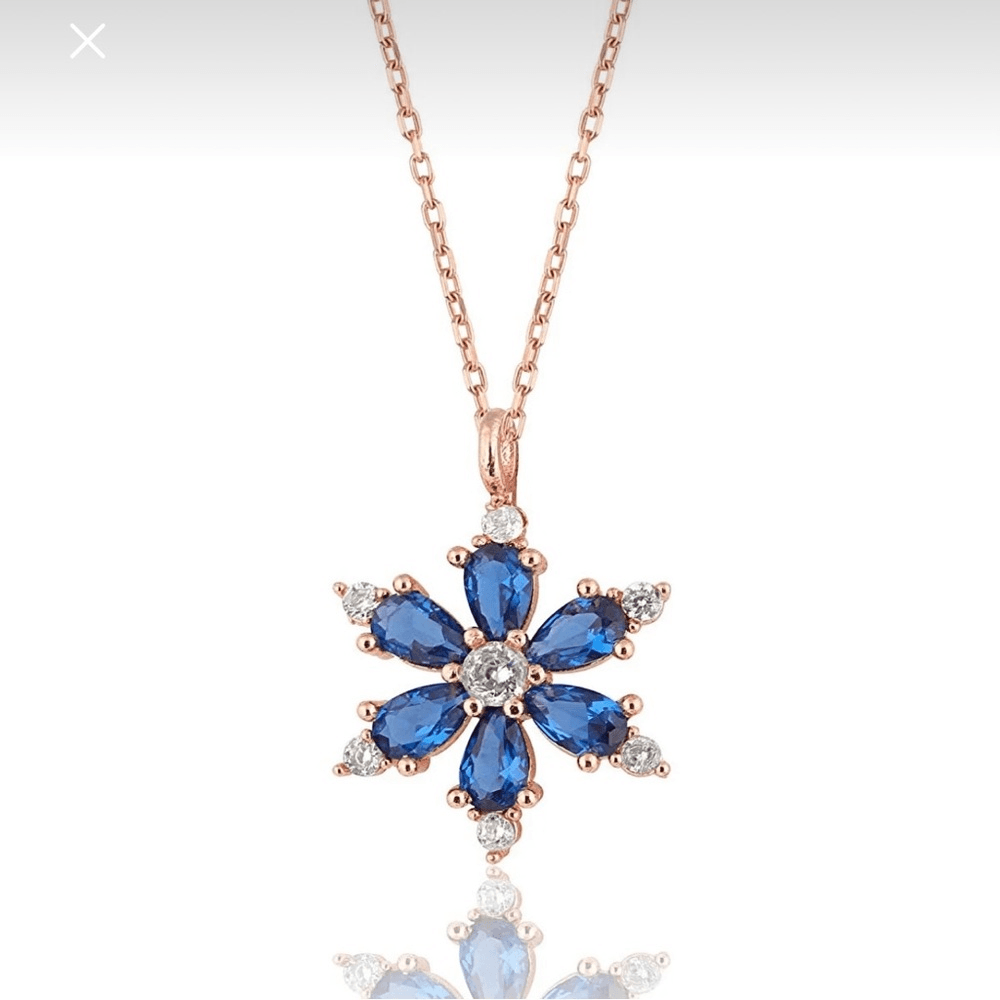 925 Silver Rose Plated Lotus Flower Necklace NEW