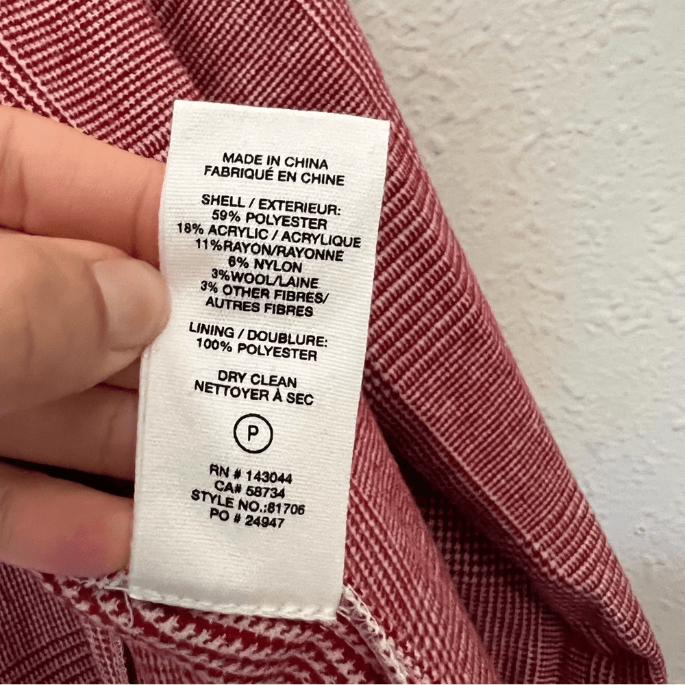 Anthropologie Avec Les Filles Red Houndstooth Plaid Longline Blazer NEW Size XL