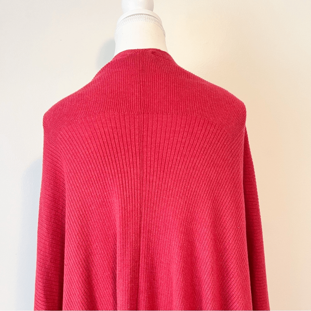 J. Jill Ribbed Wrap Shawl Sweater Poncho One Size Pink Cotton Blend