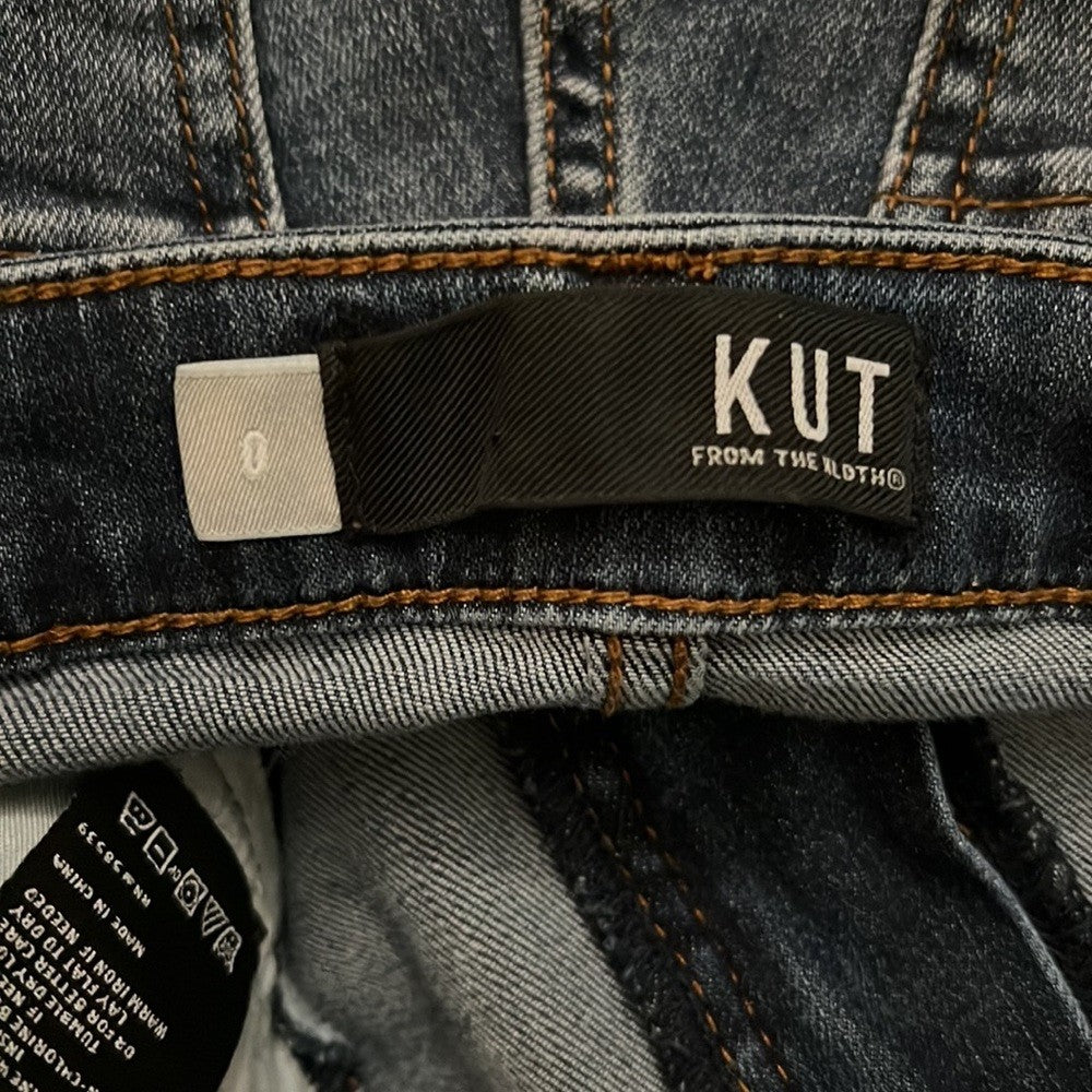 Kut From The Kloth Connie Ankle Skinny Jeans Raw Hem Size 0