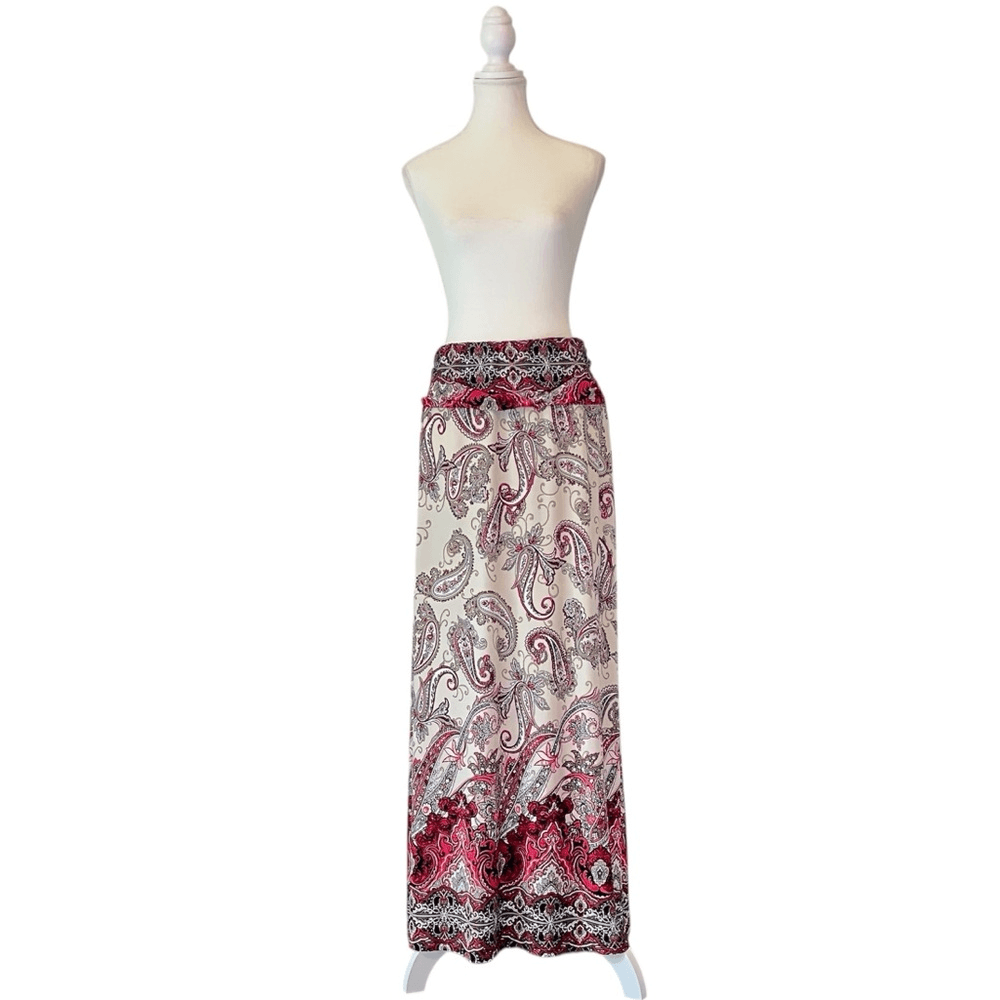 Paisley Floral Stretchy Jersey Pull on Maxi Skirt Plus Size 18/20W