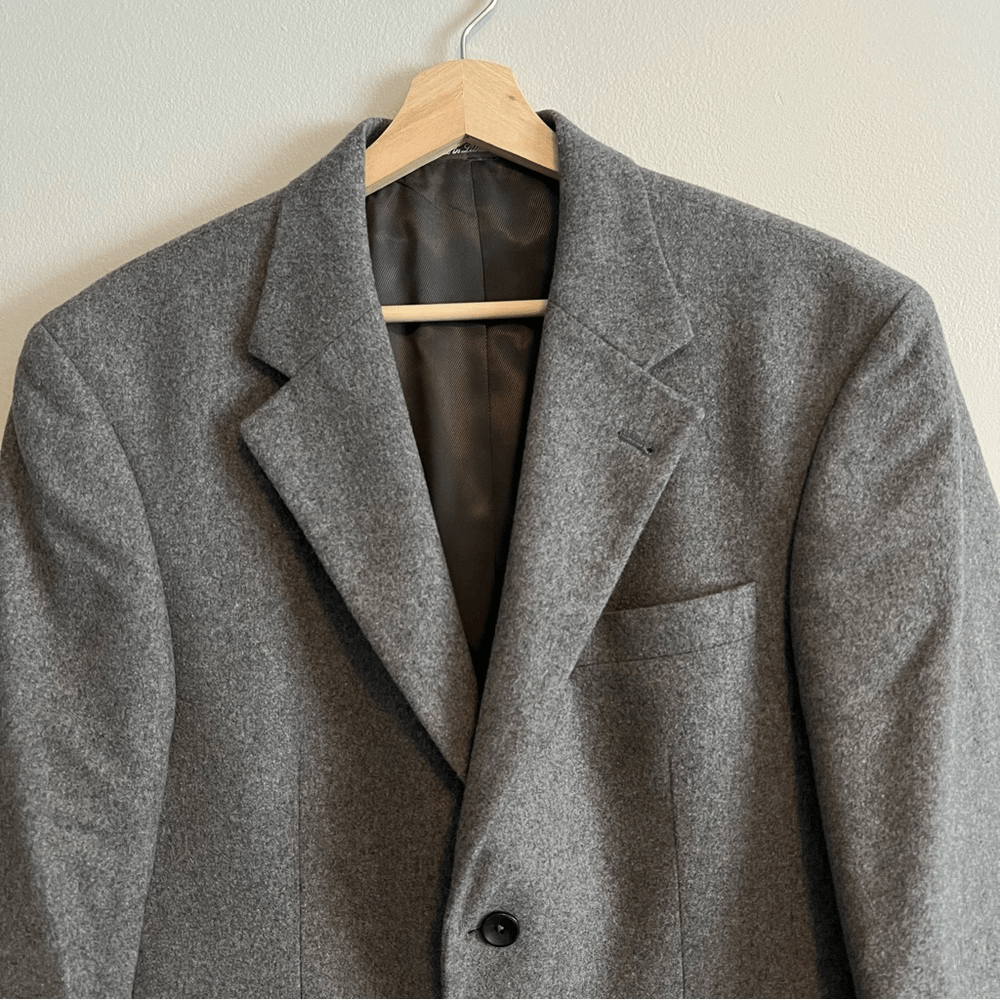 Oscar de la Renta Blazer Wool Cashmere Blazer Jacket Mens 40 S Gray