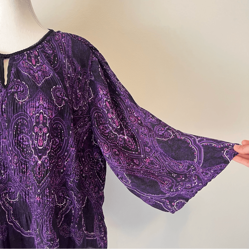 Catherines Affinity Chain Long Sleeve Blouse Top Size 1X Purple