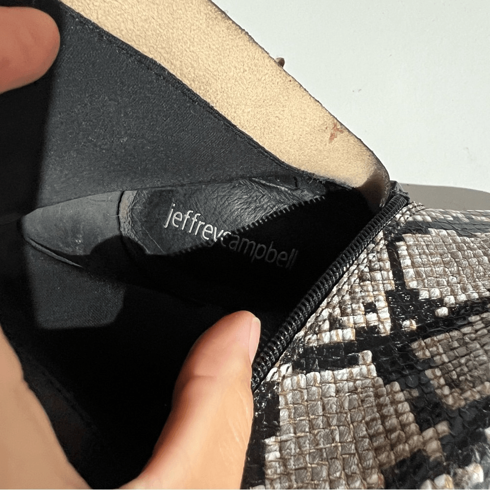 Jeffrey Campbell Raven Snake Print Heel Booties Size 8,5 M