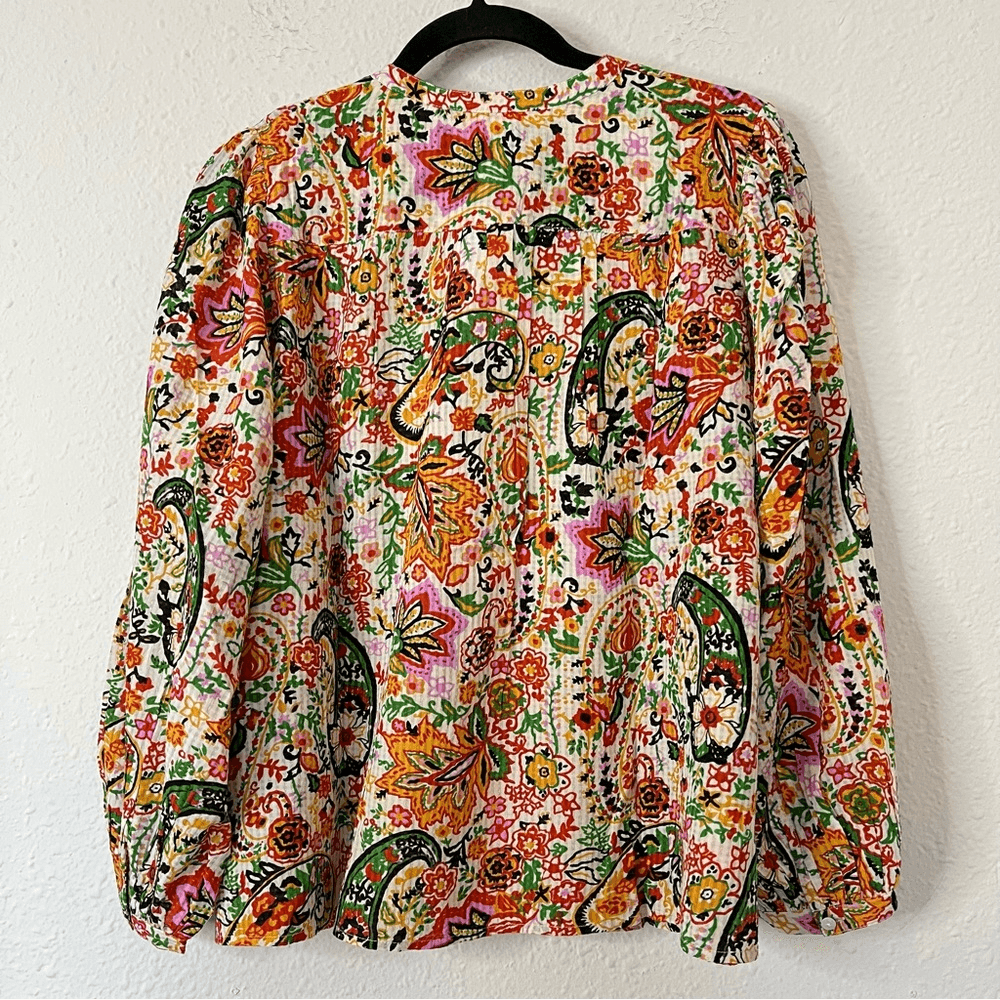 Ba&sh Bianca Long Sleeve Floral Blouse In Vert Small NEW Bohemian