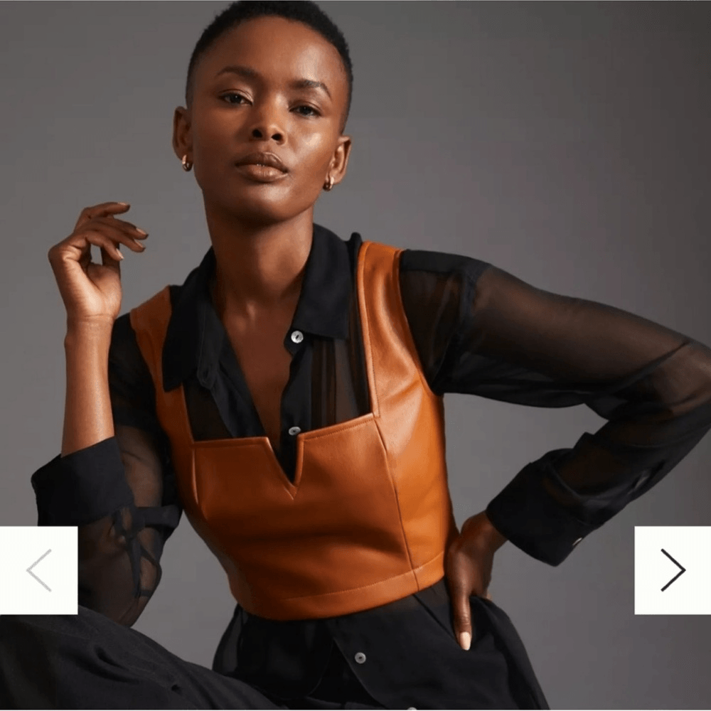 Anthropologie Maeve Faux Leather Cropped Notch Tank NEW Size 12