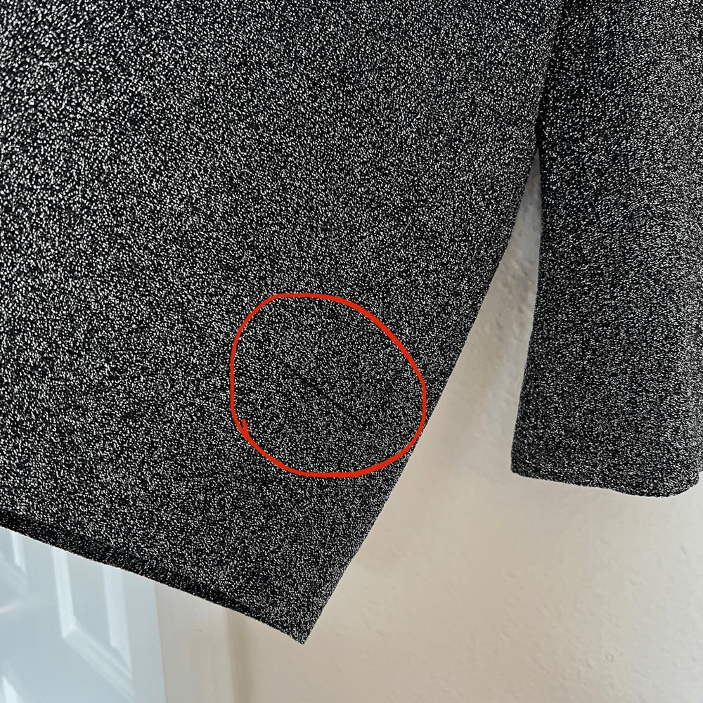 Express Sparkling Silver Metallic Bell Puff Sleeve Blouse Top Size Medium