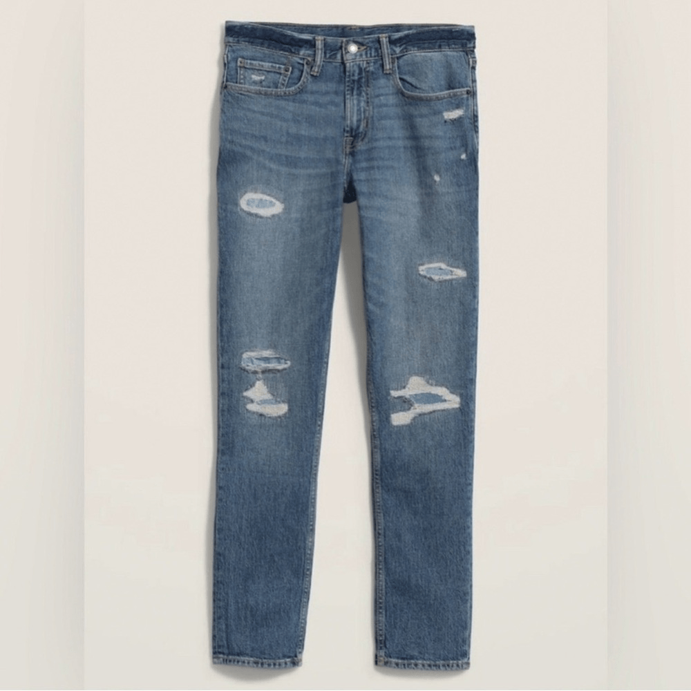 Old Navy Men's Medium Wash Slim Built-In Flex Rip-and-Repair Jeans NEW 33x32