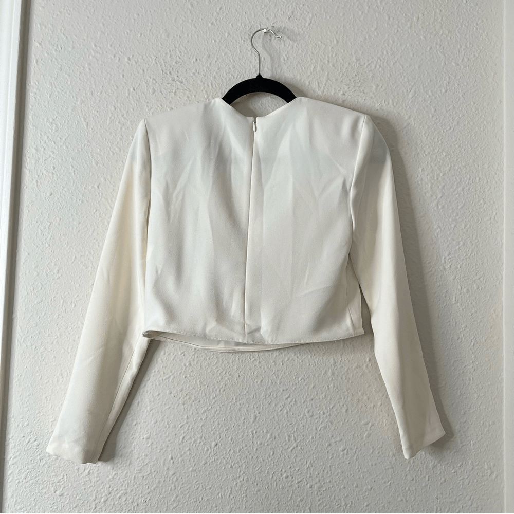 ZARA Long Sleeve Cropped Blouse Top NEW Size XS in Ivory