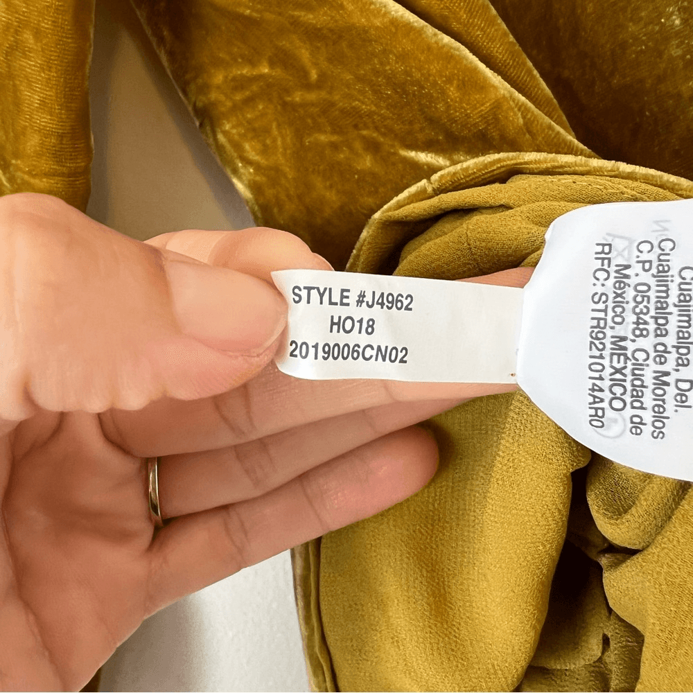 J. Crew Faux Wrap Velvet Long Sleeve Blouse Size 2 in Mustard Yellow