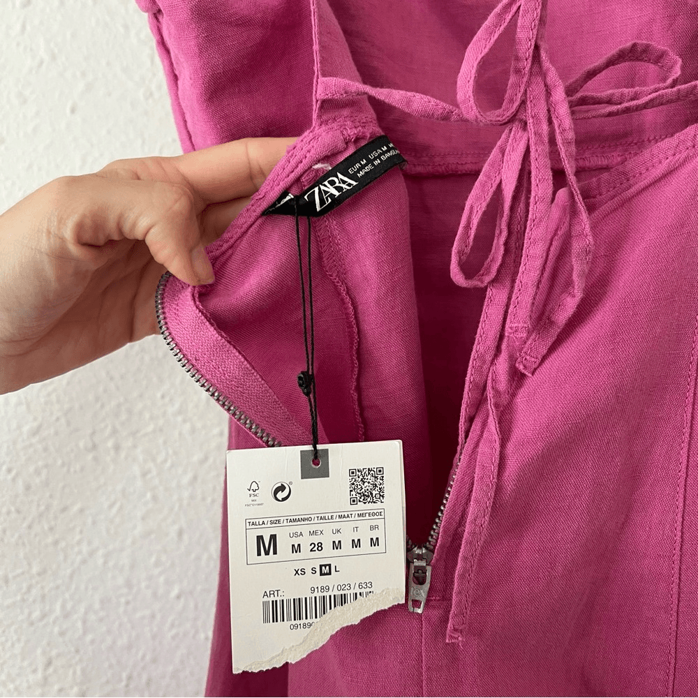 Zara Pink Linen Blend Mini Dress NEW Size Medium