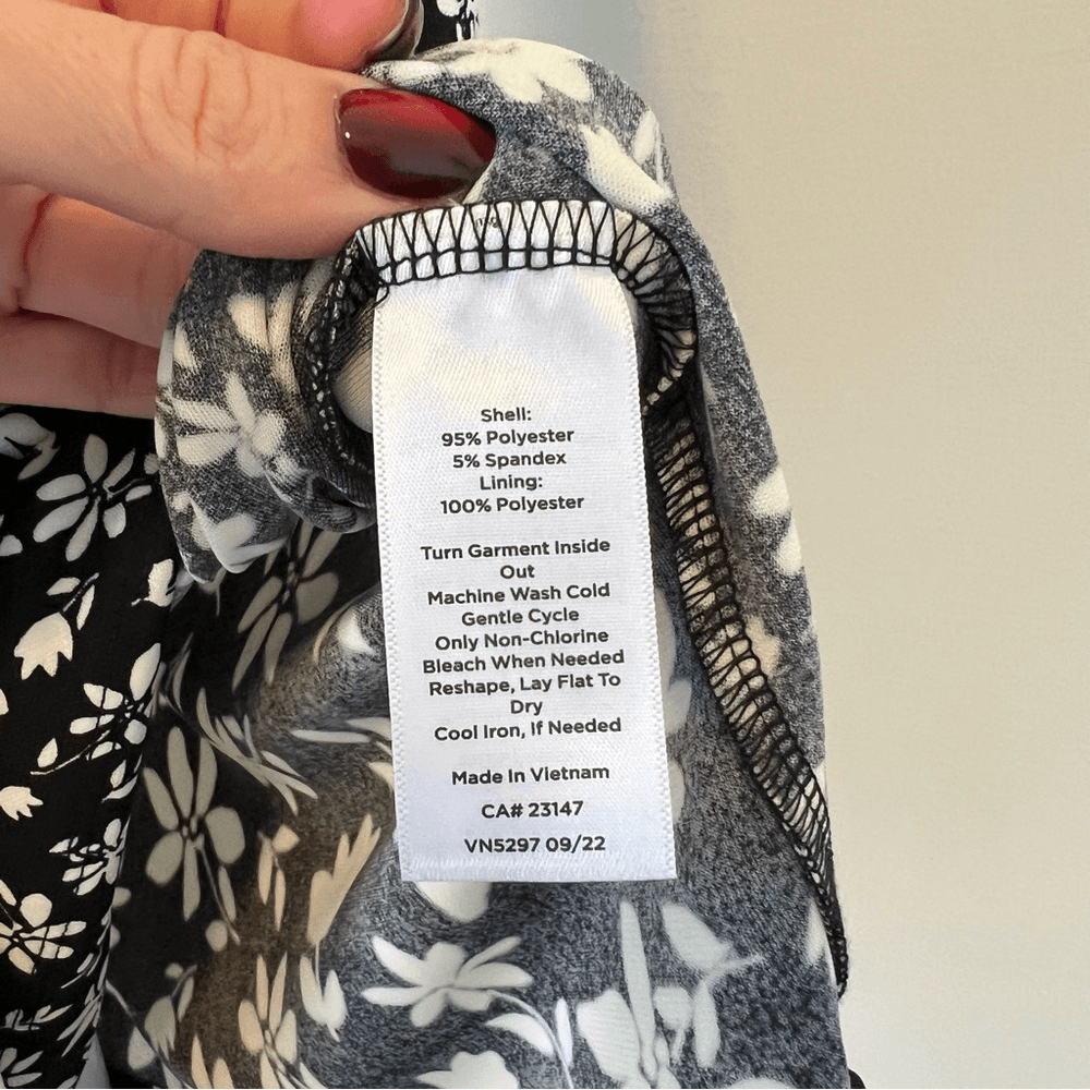 Talbots Bicolor Ditsy Wrap Jersey Black and White Floral Dress NEW Size XS