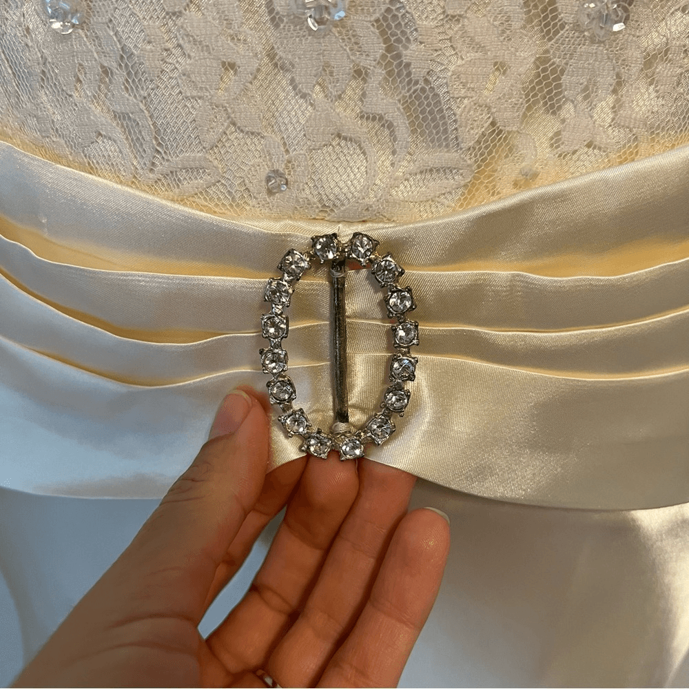 Vintage Butter Yellow Y2K Lace Satin Halter Maxi Dress Size 10