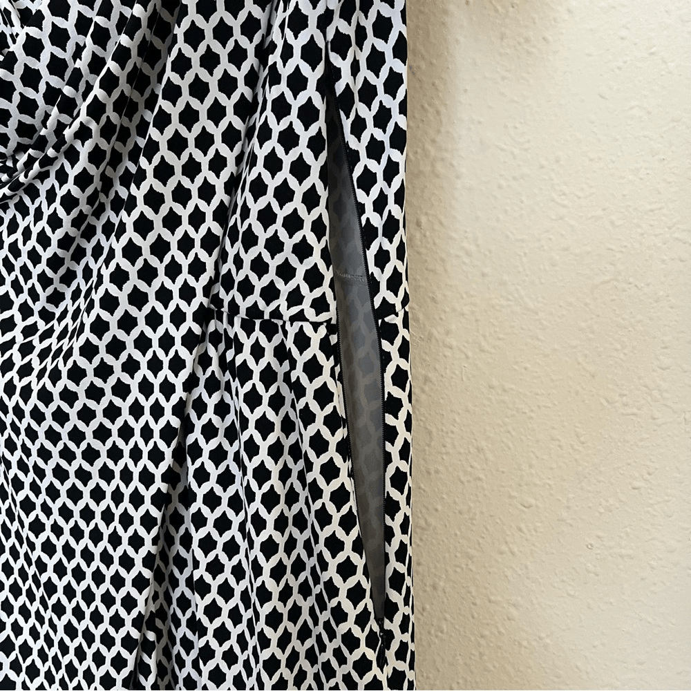 Talbots Black & White Faux Wrap A-line Printed Dress Size XL
