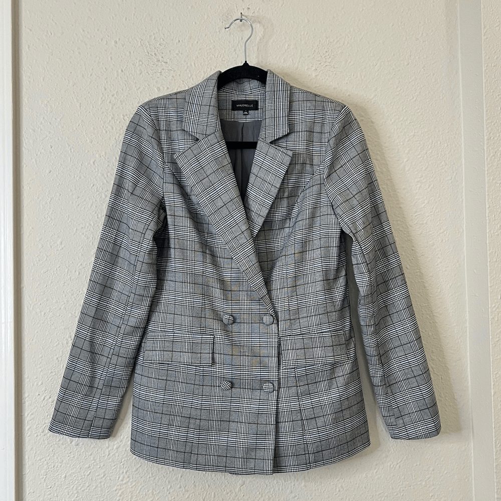 MAJORELLE Rhea Grey Plaid Blazer Size Small