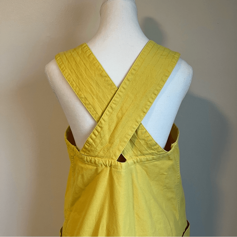 EVERLANE The Cross-Back Apron Mini Denim Dress Organic Cotton in Lemon Small