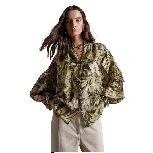 Los Angeles Atelier & Other Stories Voluminous Frilled Blouse Large Linen