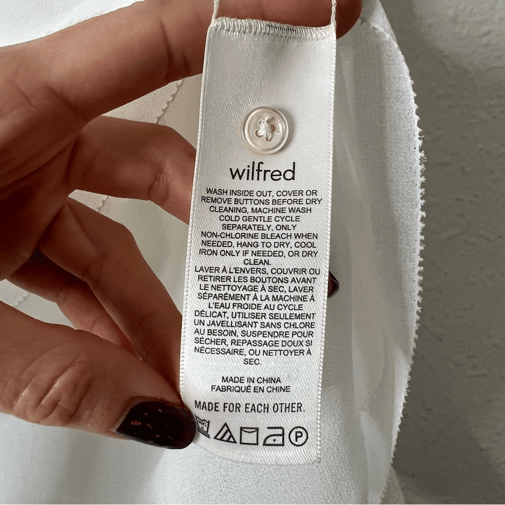 Aritzia Wilfred Valencia Blouse in White Size S Long Sleeve Chiffon
