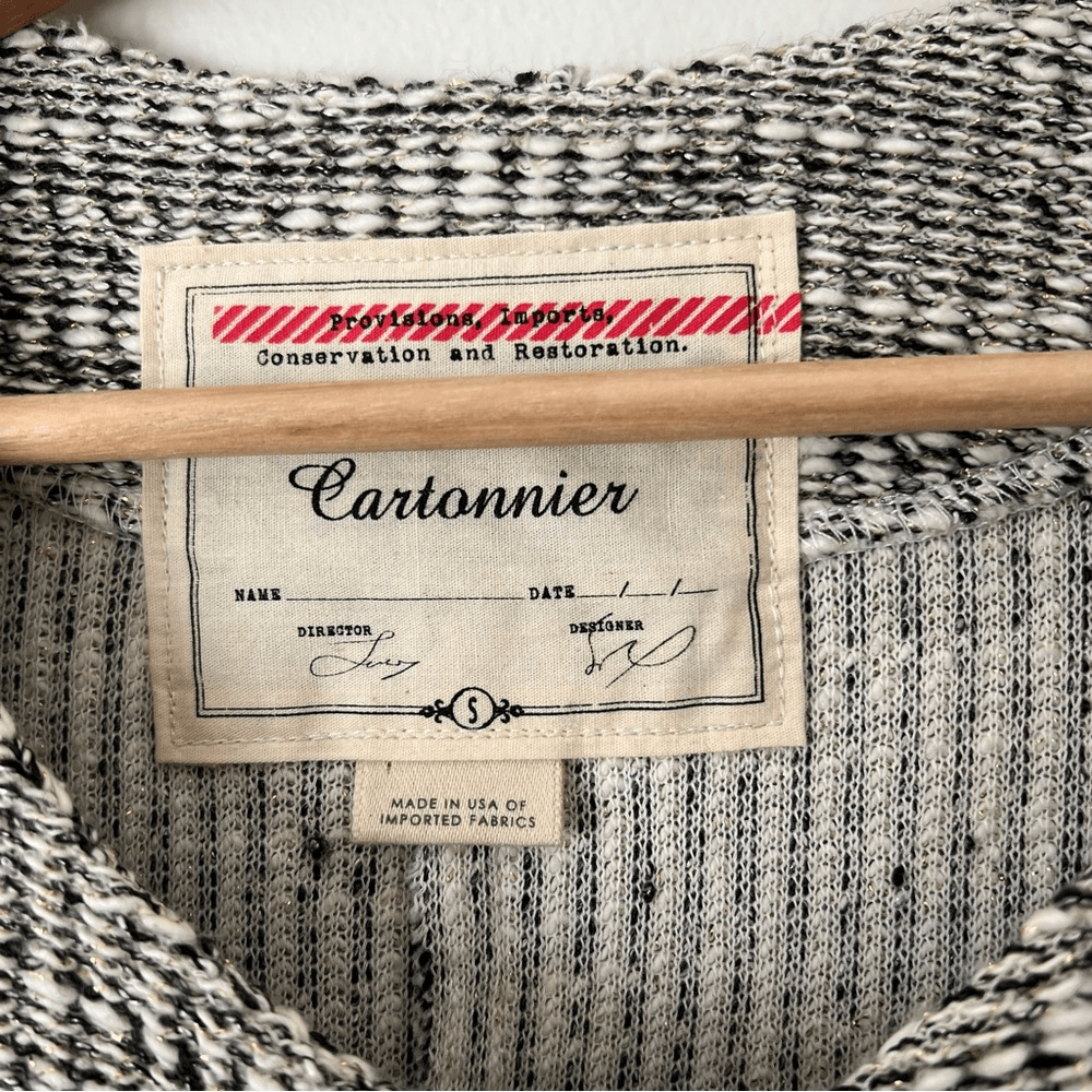 Anthropologie Cartonnier Neutral Tweed Knit Blazer Jacket Size Small