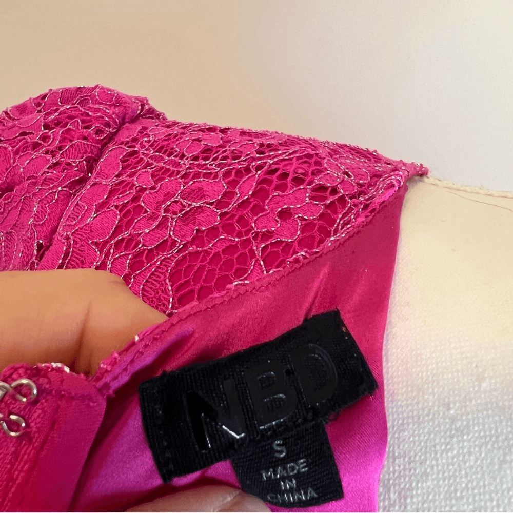 NBD Merlot Lace Blouse Top in Magenta Size Small Long Sleeve