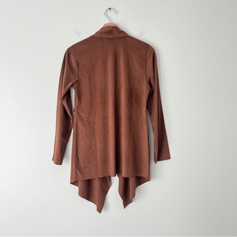Soft Surroundings Shape Drape Faux Suede Brown Jacket Cardigan Size XS NWOT