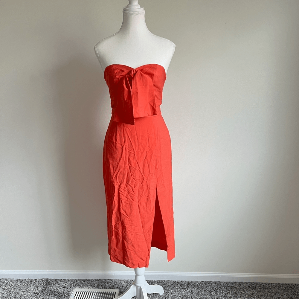 Finders Keepers Chiquita Strapless Midi Dress NEW Size XS Orange