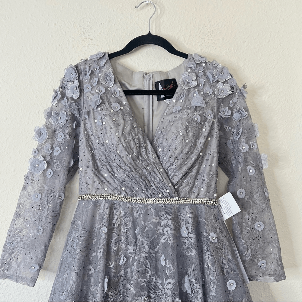 Mac Duggal Floral Embellished Lace A-Line Cocktail Dress NEW Size 8