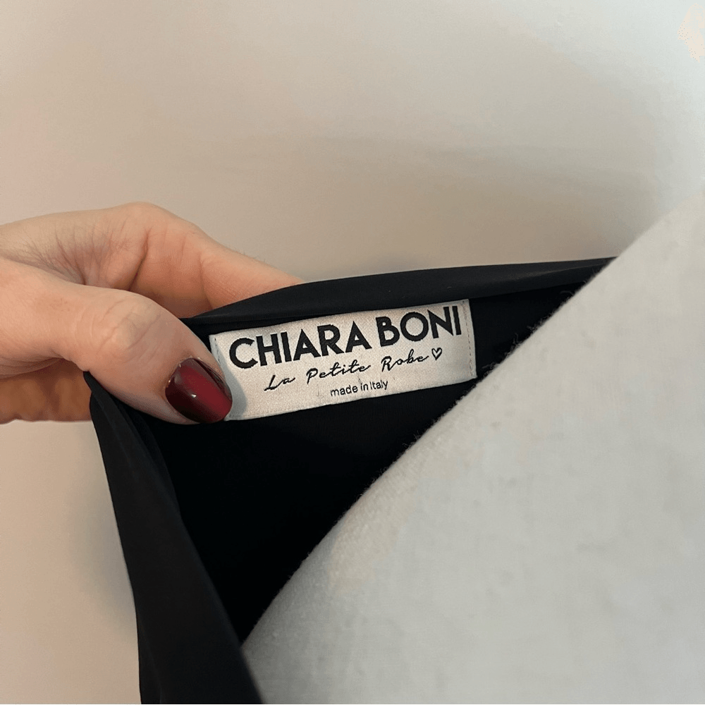Chiara Boni La Petite Robe Iza Black Dress NEW Size 14 Long Sleeve Formal