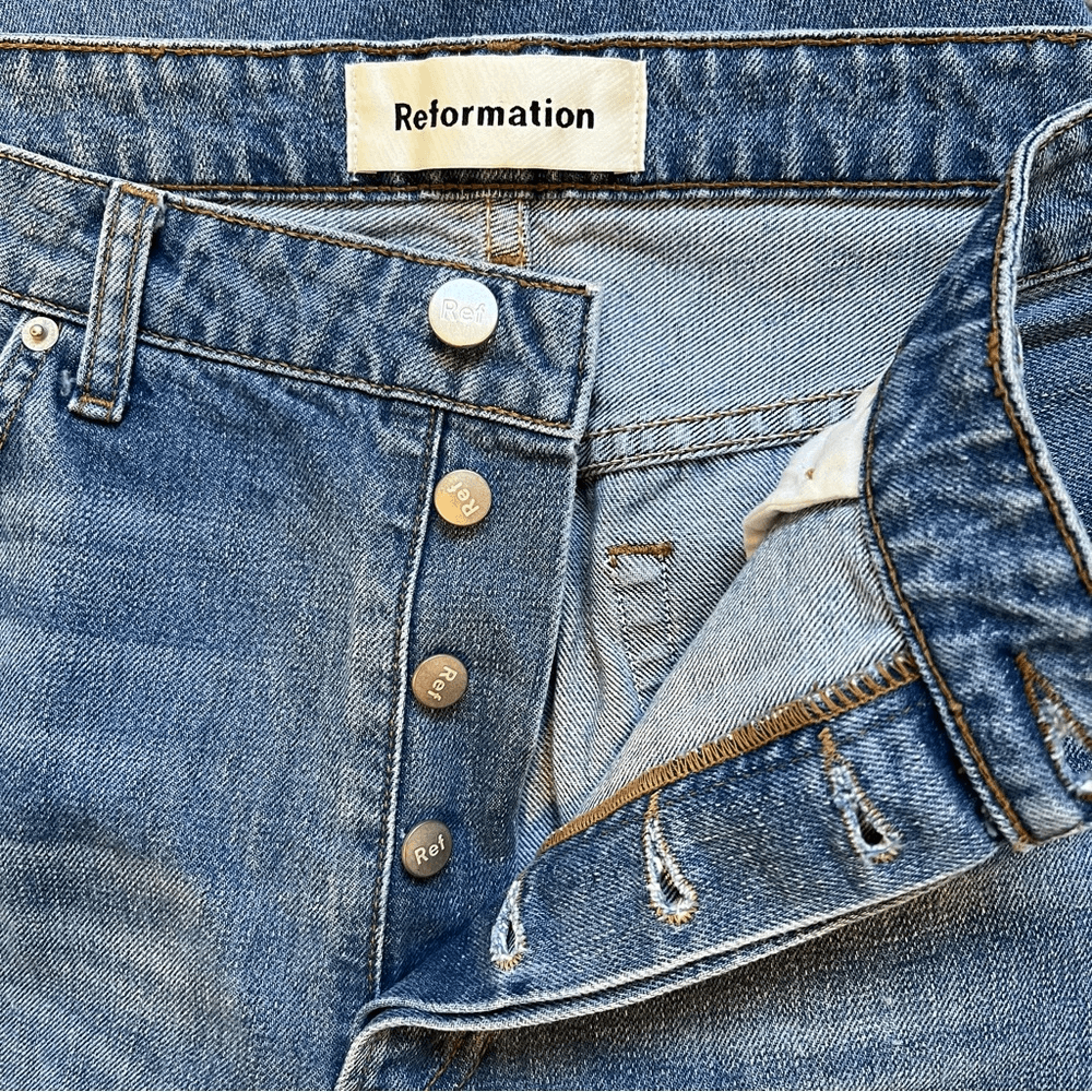 Reformation Fawcett High Waist Wide Leg Cropped Jeans Size 31 Celtic Wash