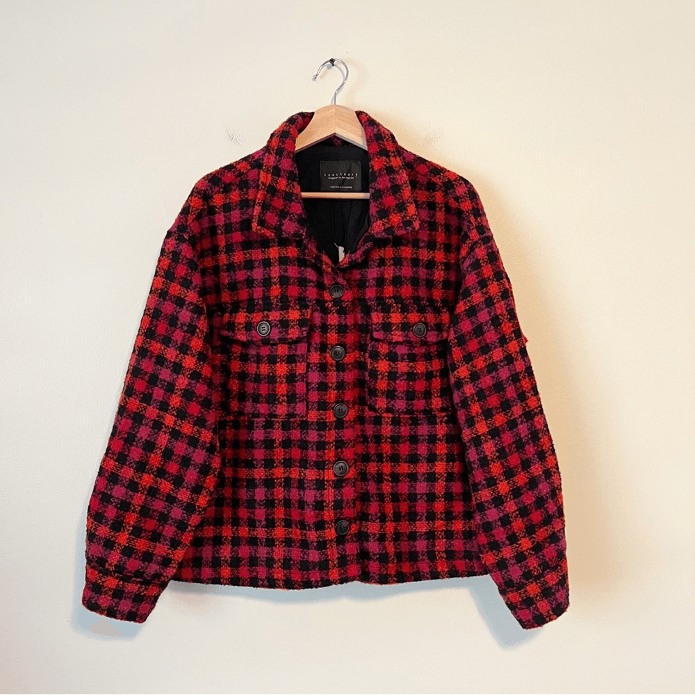 Sanctuary The Shacket Plaid Jacket NEW Size XL Wool Blend