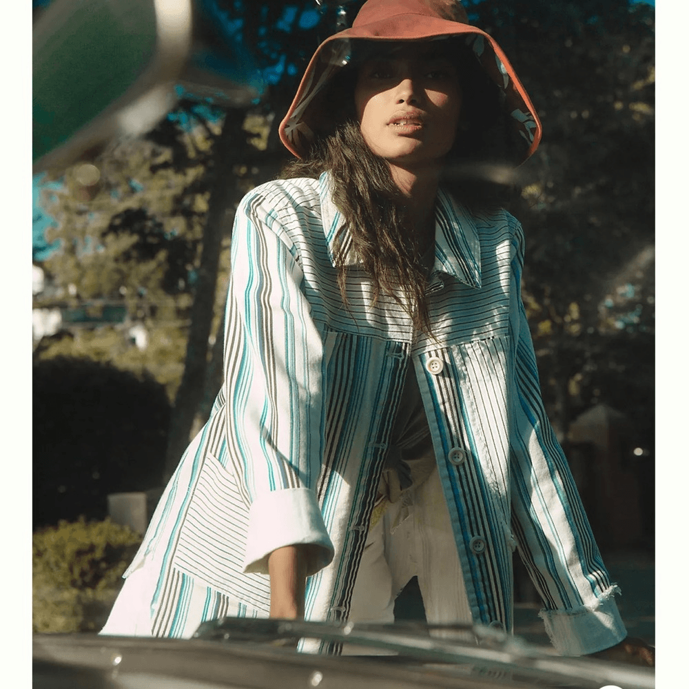 Anthropologie Maeve Striped Button Down Shacket Shirt Jacket NEW Size Medium